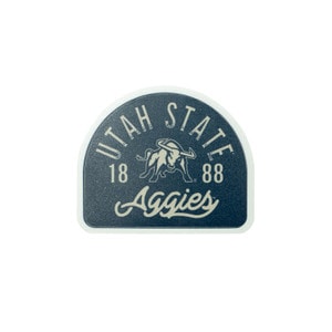 STICKER ARCHED UTAH STATE 1888 AND BULL LOGO IN MIDDLE AGGIES BELOW